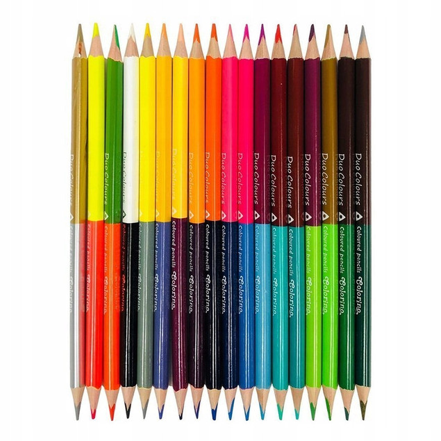 Kredki ołówkowe trójkątne dwukolorowe 18 szt / 36 kol. Colorino Kids new