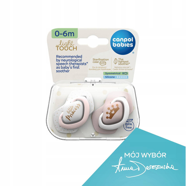 Canpol babies Smoczek silikonowy 0-6 m symetryczny ROYAL BABY 2szt.