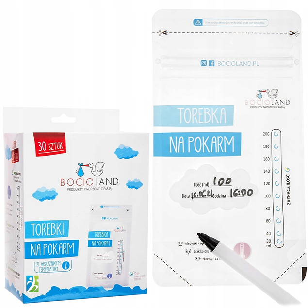 Bocioland WORECZKI NA MLEKO Ze Wskaźnikiem Temperatury 200ml 30 szt