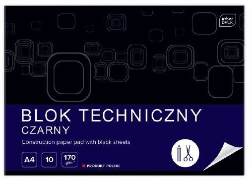 Blok Techniczny CZARNY Dla Dzieci Szkoła Plastyka A4 10k 170g Interdruk