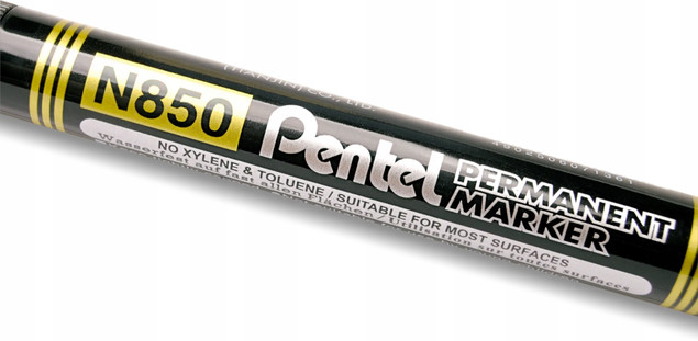 Marker Permanentny Pentel N850 Wodoodporny Tusz Okrągła Końcówka CZARNY x10