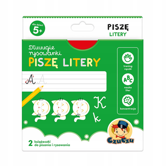 Dłuuugie Rysowanki Piszę Litery Książeczki Kreatywne 5+ CzuCzu