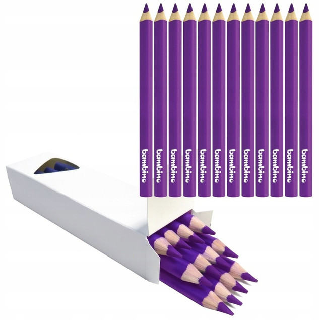 Kredka BAMBINO 12szt (1op=1szt.) w drewnie trójkątna, fioletowa MAJEWSKI
