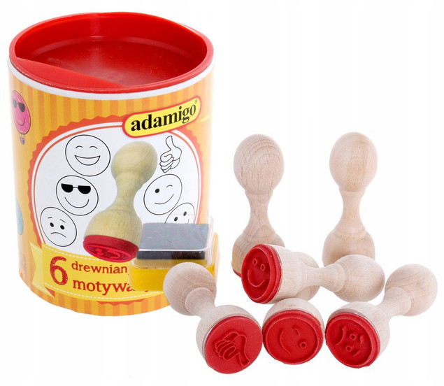 Drewniane Pieczątki Stemple Bużka Tusz Adamigo 