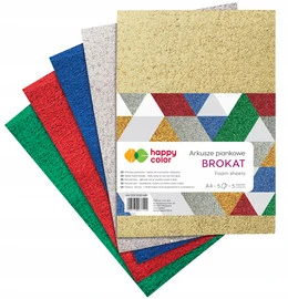 Arkusze Piankowe A4 5 Kolorów BROKATOWE Kolorowe Happy Color