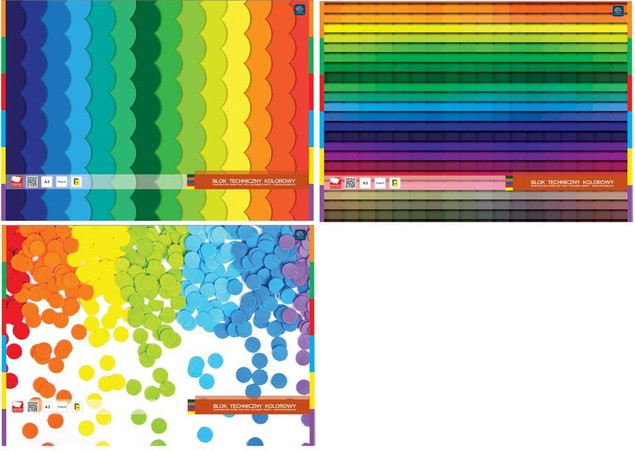 Blok techniczny kolorowy A3 10k INTERDRUK 