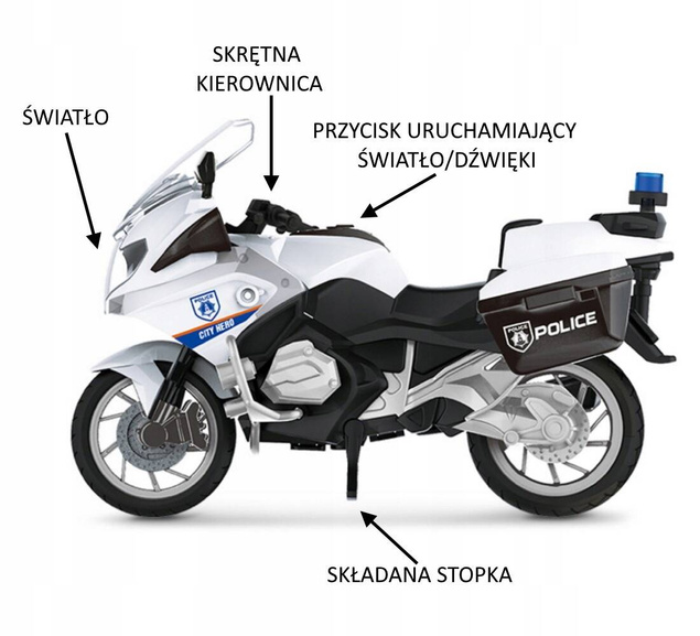 MOTOCYKL POLICYJNY POJAZD Z NAPĘDEM FRYKCYJNYM ARTYK