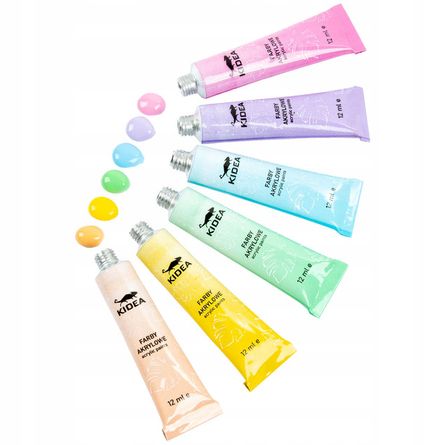 Farby akrylowe pastelowe 12 szt. x 12 ml Kidea