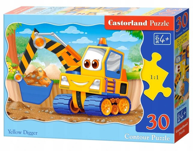 Puzzle 30 Układanka Auto Żółta KOPARKA Autko Pojazd Budowlany 4+ Castorland