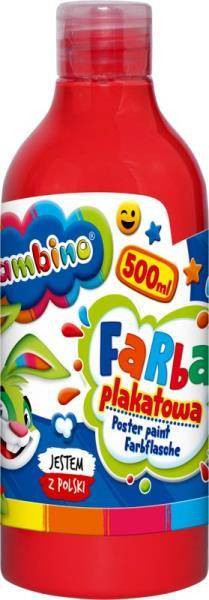 Farba plakatowa w butelce 500 ml czerwona bambino
