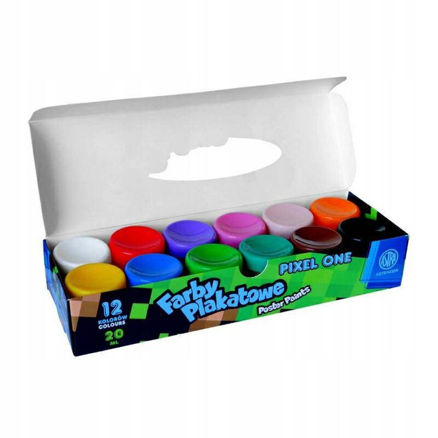 Farby plakatowe Astra 12 szt. x 20 ml Pixels