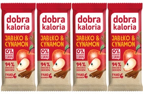 4x DOBRA KALORIA Zdrowy Baton Jabłko Cynamon 94% Owoców i Orzechów Błonnik