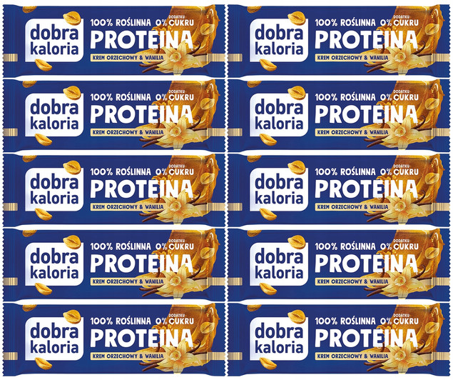 10x Naturalny Baton Proteinowy Bez Cukru ORZECH WANILIA Dobra Kaloria