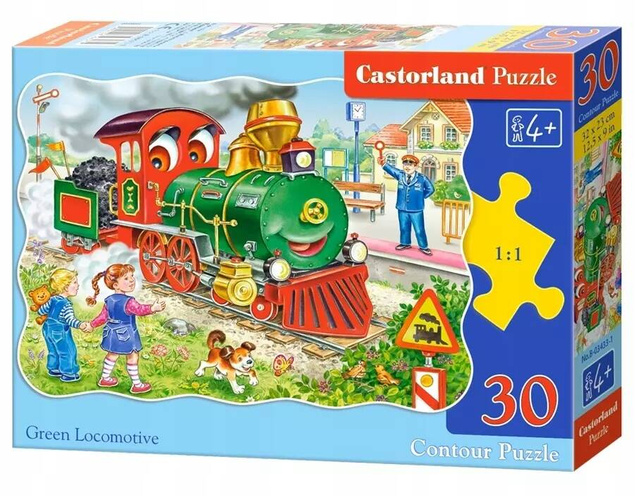 Puzzle 30 Układanka Pojazdy LOKOMOTYWA POCIĄG Pies Domek 4+ Castorland