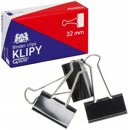 Klipy Do Papieru 32mm Czarne 12 szt Grand