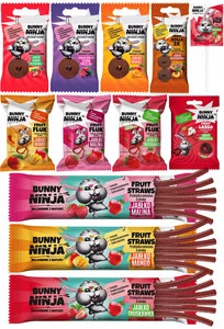 BUNNY NINJA Przekąski Owocowe MIX SMAKÓW Bez Cukru Glutenu x12