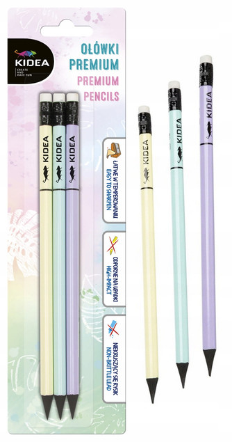 Ołówki premium 3 szt. KIDEA