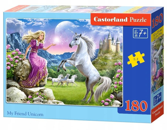 Puzzle 180 Układanka Koń JEDNOROŻEC Konie Zamek Kobieta Widok 7+ Multigra