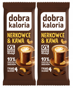 2x DOBRA KALORIA Zdrowy Baton Orzech Nerkowca i Kawa Błonnik Bez Cukru