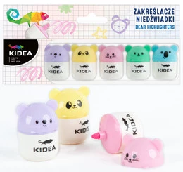 KIDEA Zakreślacze NIEDŹWIADKI 5 Sztuk Kolorów Zwierzaki