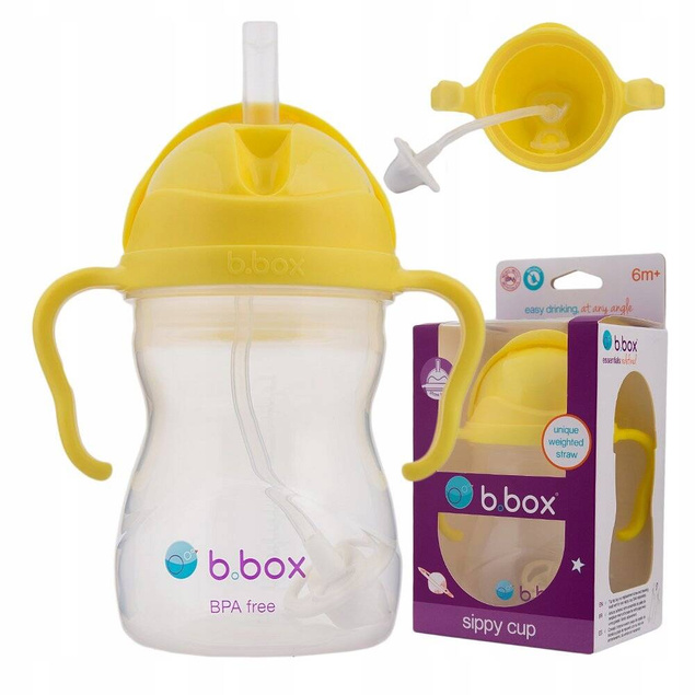 Kubek Niekapek Z Obciążoną Słomką Cytrynowy 6M+ 240 ml B.Box