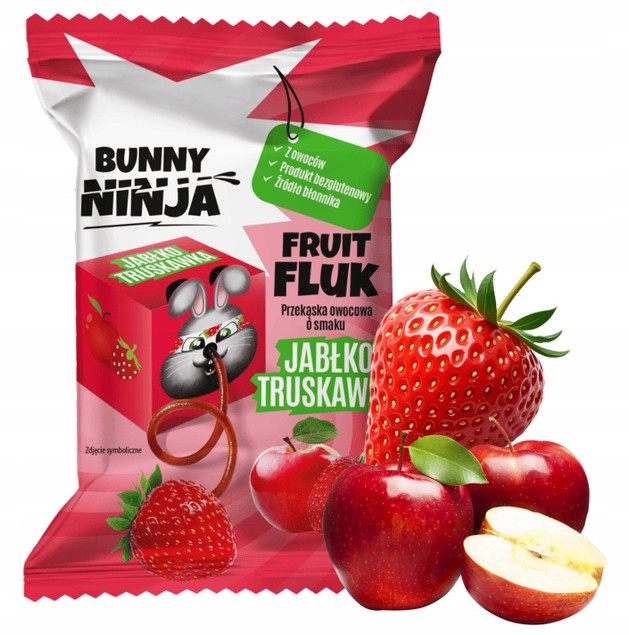 BUNNY NINJA Zdrowa Przekąska Owocowa FRUIT FLUK Bez Cukru MIX SMAKÓW x3