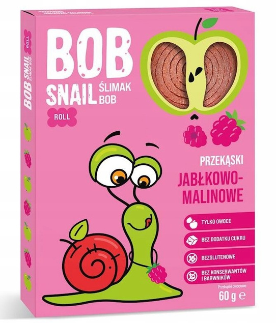 4x Przekąski BOB SNAIL Owocowe MIX Jabłko Malina Truskawka Bez Cukru 240g