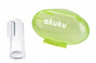 Akuku Szczoteczka silikonowa w etui na palec green