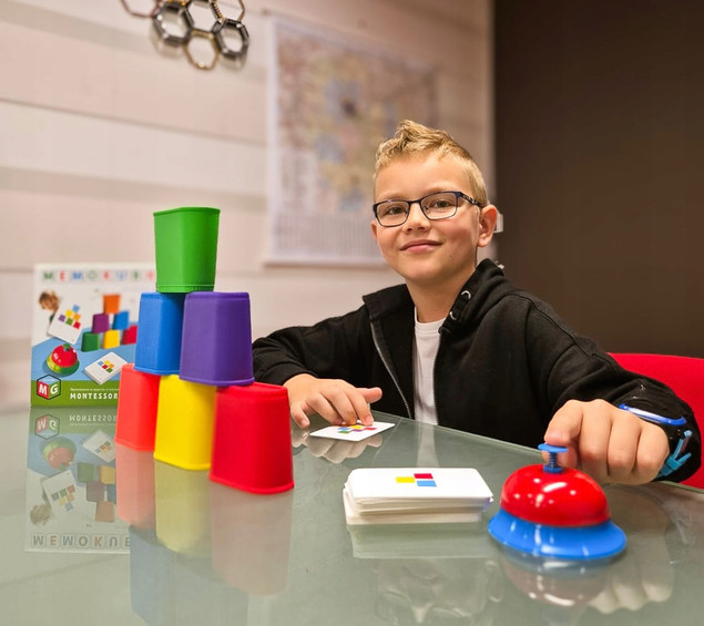 Gra Edukacyjna Montessori MEMOKUBKI 3+ Zestaw 2 Gier Kubki 2w1 Multigra