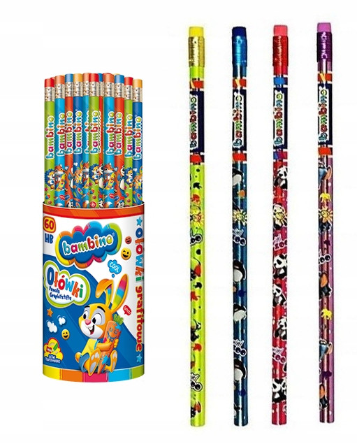 30x Ołówek Grafitowy Z Gumką HB Bambino