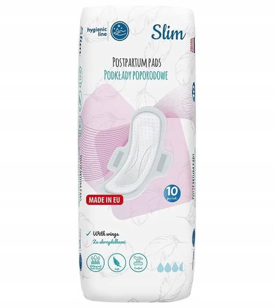 Podkłady poporodowe ze skrzydełkami Slim 10 szt. | Akuku
