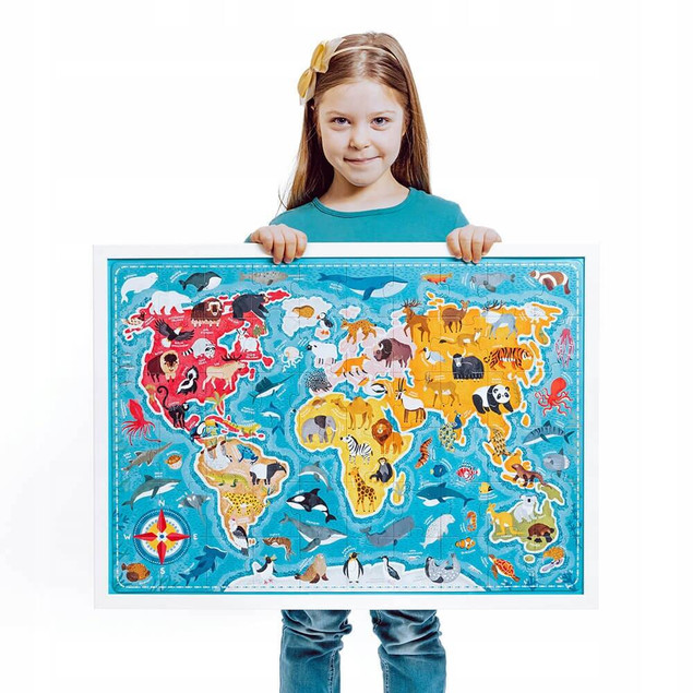 Puzzle dla dzieci Puzzlove Zwierzęta Mapa świata 60el.