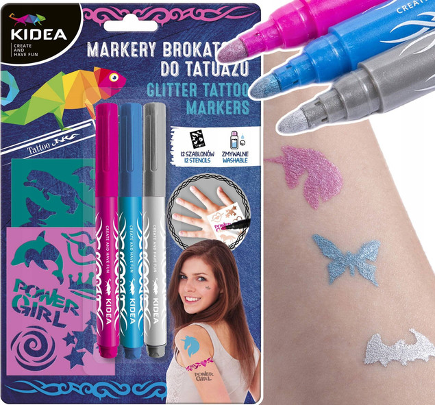 SZKOŁA MARKERY BROKATOWE Z SZABLONAMI