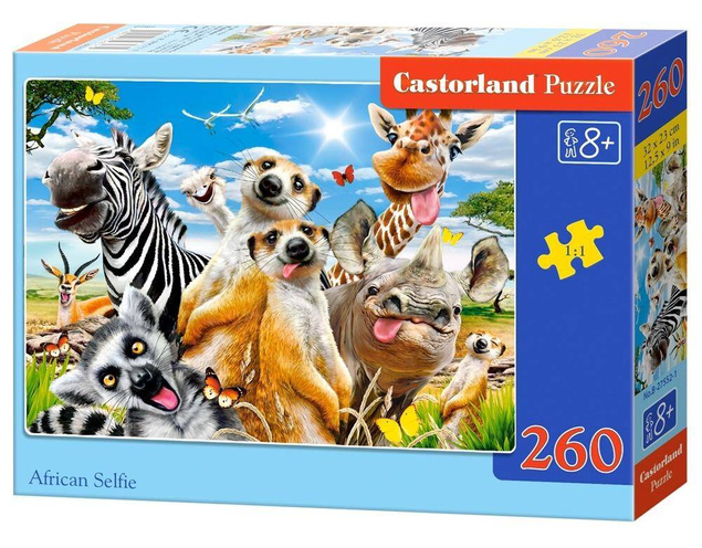 PUZZLE 260 UKŁADANKA ZWIERZĘTA AFRYKI SAFARI ZEBRA ŻYRAFA SELFIE 8+ CASTOR