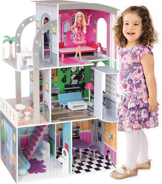 Duży DREWNIANY DOMEK dla lalek Winda WILLA 112 cm