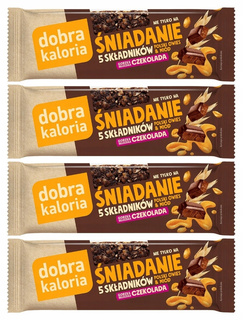 4x Fit Zdrowy Baton Śniadaniowy GORZKA CZEKOLADA MIÓD 0 Cukru Dobra Kaloria