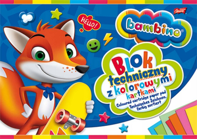 Bambino Blok Techniczny Kolor Szkolny Kolorowymi Kartkami A4 10 Kartek 160g