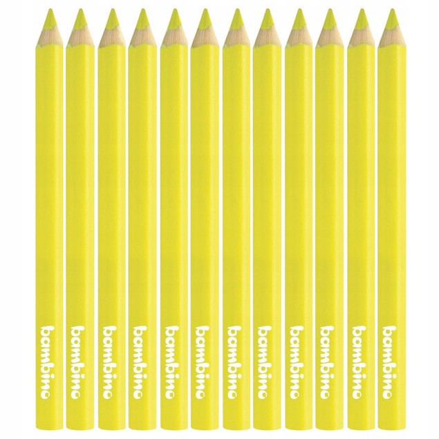 BAMBINO Kredki w drewnie trójkątne, ŻÓŁTA 12 szt