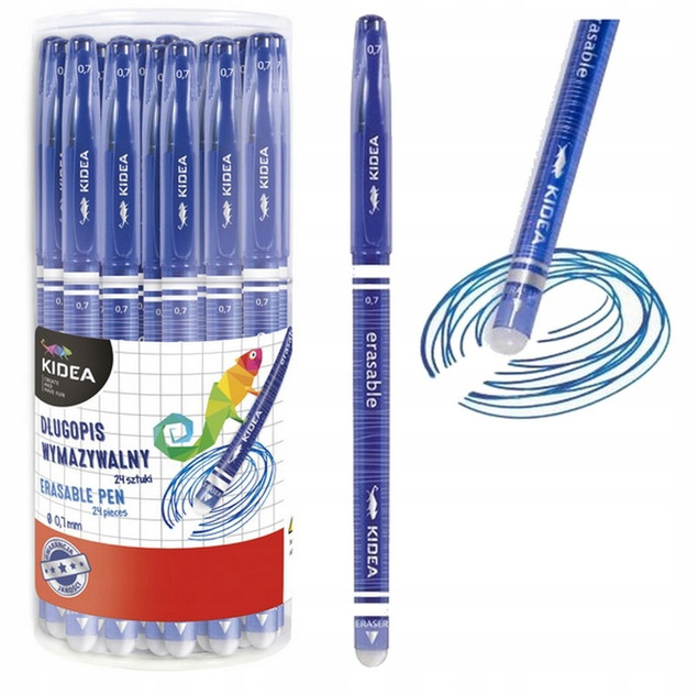 12x DŁUGOPIS WYMAZYWALNY NIEBIESKI 0,7 mm KIDEA