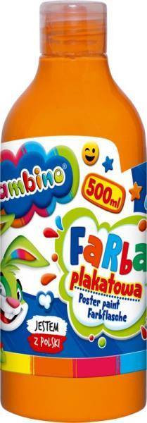 Farba plakatowa w butelce 500 ml pomarańczowa bambino