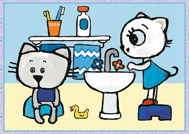 Puzzle 4w1 Dzień Kici Koci. Rodzina Kicia Kocia Trefl 34372 