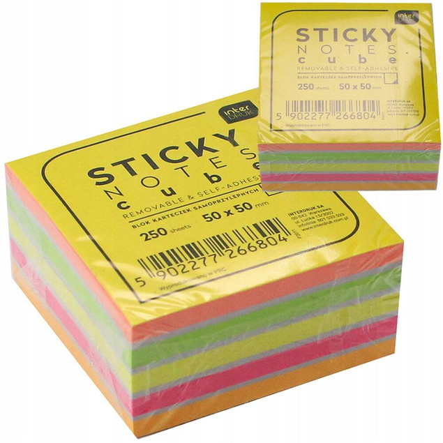 Karteczki samoprzylepne kolorowe 50x50mm 250K