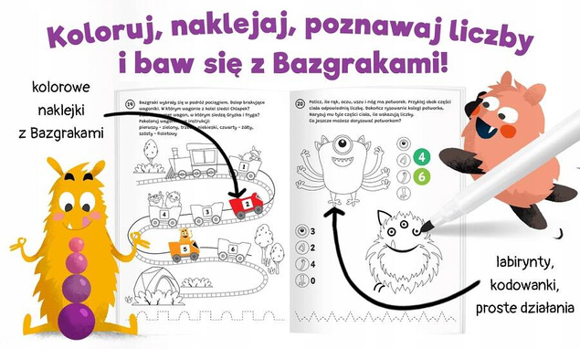 Bazgraki Poznają LICZBY Koloruj Naklejaj Licz i Baw Się 4+ Kapitan Nauka