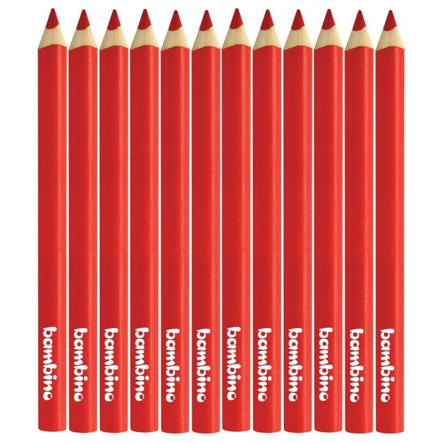 Kredka w drewnie trójkątna czerwona 12szt Bambino