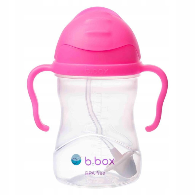 Bidon ze słomką 240 ml niekapek różowy granat B.BOX