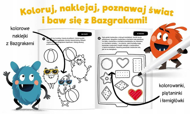 Bazgraki Poznają KOLORY KSZTAŁTY Koloruj Naklejaj Baw Się 2+ Kapitan Nauka