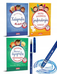 PAKIET Nauka Pisania Kaligrafia Grafomotoryka Szlaczki + Długopis Usuwalny