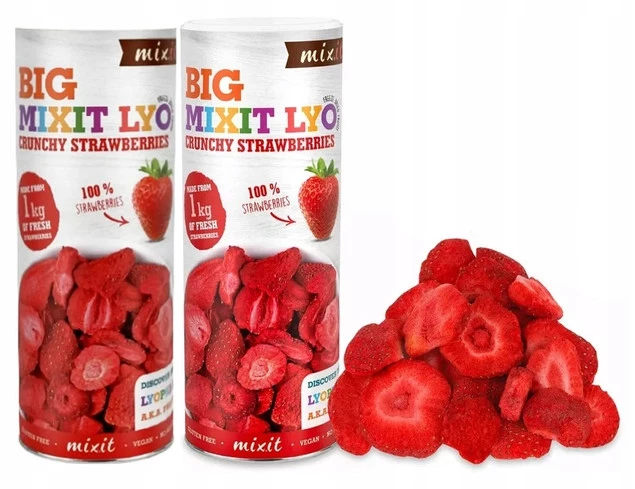 MIXIT Duże Chrupiące Owoce Liofilizowane TRUSKAWKA 100g x2