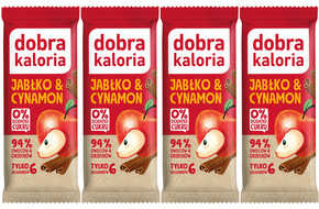 4x DOBRA KALORIA Zdrowy Baton Jabłko Cynamon 94% Owoców i Orzechów Błonnik