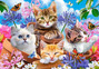 Puzzle 120 Układanka Koty KOTKI Motyl Kwiaty Zwierzęta Kocięta 6+ Castor